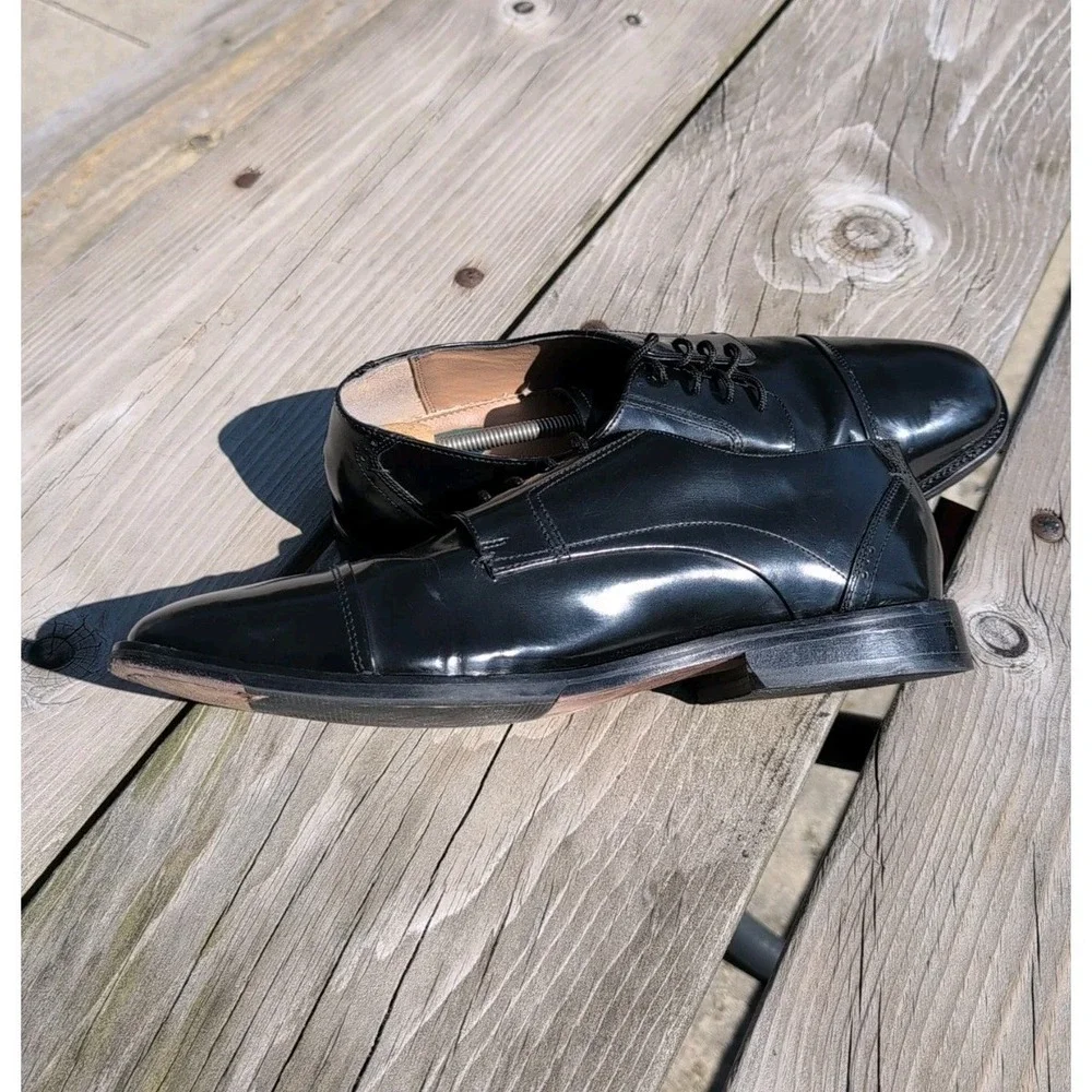 Nunn Bush Black Leather Dress Shoes Cap Toe Oxford Comfort Gel Insole Sz 12M EUC